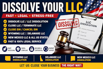 dissolve llc, close ein, file llc dissolution for wyoming llc, delaware llc