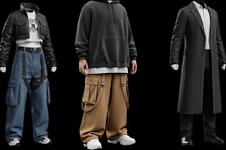 create realistic 3d second life clothing fivem y2k, mesh outfit and 3d rigging