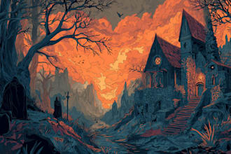do a creepy and dark horror art illustration