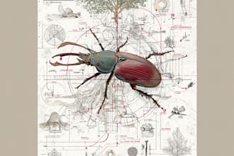 draw a scientific illustration with coloured pencils