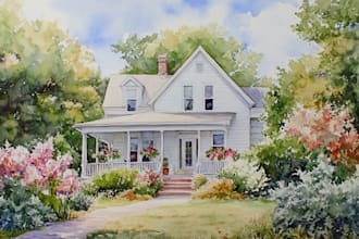 draw a watercolor house painting