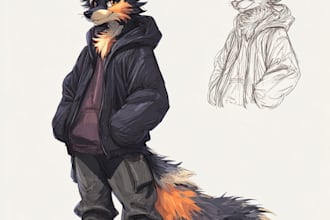 draw anime furry art furry avatar and vtuber fursona