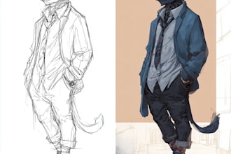 create anime furry art and anthro character illustration