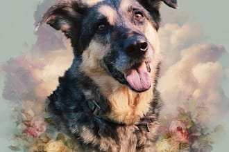 create hand draw a custom memorial pet portrait from photo