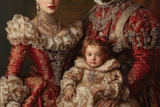 make custom renaissance royal family, royal couple portrait