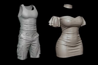 design rig texture 3d second life clothing mesh 3d garment y2k outfit in clo 3d