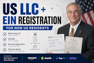 do US llc registration and ein filing for non US residents in delaware, texas