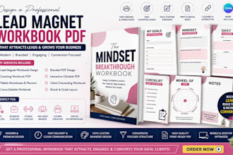 design a professional lead magnetic workbook pdf for coaches