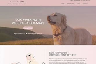 build wordpress website for dogs, cats, pet training, pet care, pet supplier