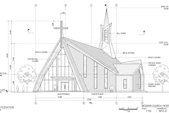 do 2d and 3d church interior and exterior design 3d rendering and elevation