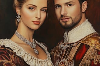 make custom renaissance royal family, royal couple portrait