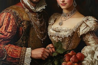 make custom renaissance royal family, royal couple portrait