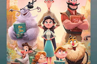 design a cartoon book cover art