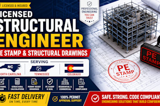 licensed structural engineer pe stamp for north carolina, tennessee, colorado