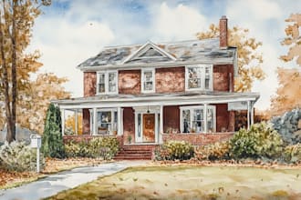 paint watercolor house portrait