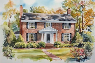 paint watercolor house portrait