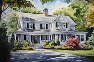 paint watercolor house portrait