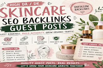 publish skincare guest posts on high da DR sites with dofollow backlinks