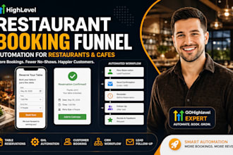 create gohighlevel booking funnel automation for restaurants cafes