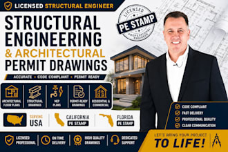 structural engineer architectural permit drawing USA california florida pe