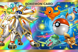 design custom pokemon card logo and fakemon character anime style