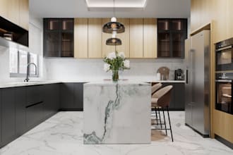 design kitchen interior in 3d and realistic rendering