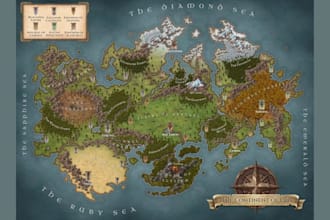 hand drawn fantasy map illustration board game dnd map illustration city map