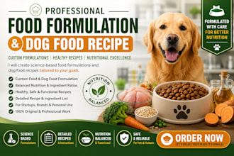 design professional food formulation, dog food recipe, nutrition formula