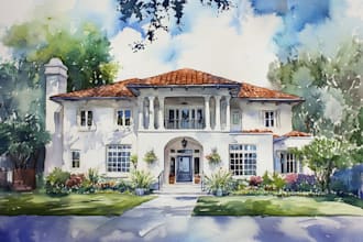 do watercolor painting house for you