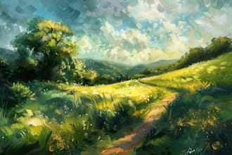 digitally oil painting landscape
