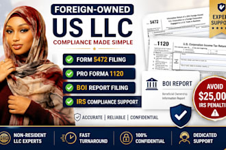 help non resident US llc file 5472, 1120, annual reports, and boi