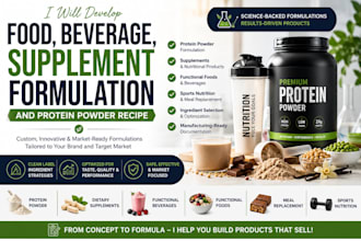 develop food, beverage and supplement product formulation, protein powder recipe