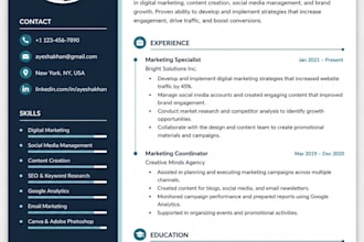 design a professional ats friendly resume CV in canva
