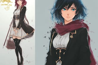 create anime inspired fantasy warrior artwork