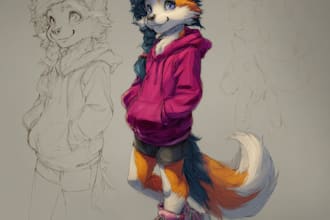 create professional furry character art and fursona