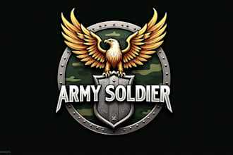 design a powerful eagle army soldier logo for your brand