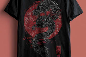 draw a japanese t shirt illustration and t shirt design