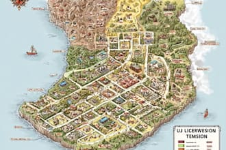 design pirate island map illustration adventure game art