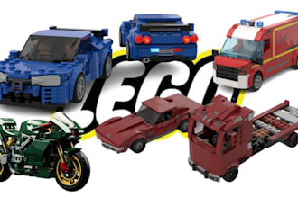 design custom 3d lego models, digital city builds, lego car, ship with partlists