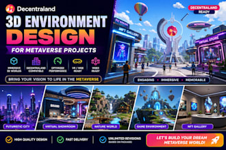 design 3d environments for decentraland metaverse projects