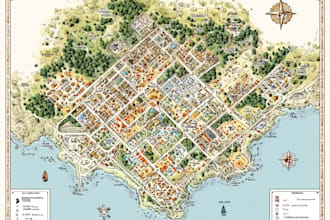 create campground resort map illustration