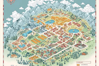 create safari park map illustration wildlife attraction guide