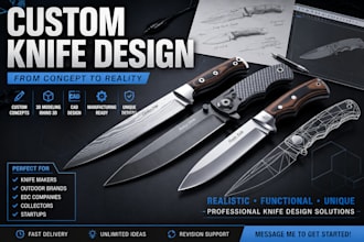 create custom knife design concept, tactical knife, knife cad