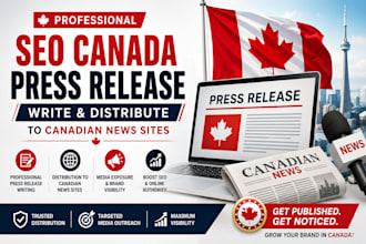 write seo canada press release and distribute to canadian news sites