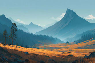 create pixel art background, landscape, illustration