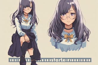 draw a high quality anime character design illustration
