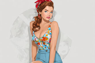pin up girl and pin up girl illustration