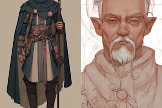 draw dnd character art and fantasy charecter art