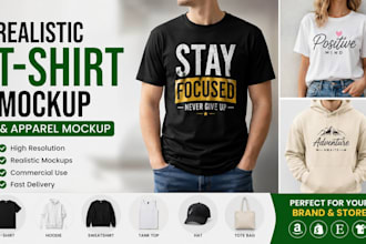 create realistic t shirt mockup and apparel mockup