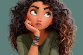 draw a cute cartoon disney portrait